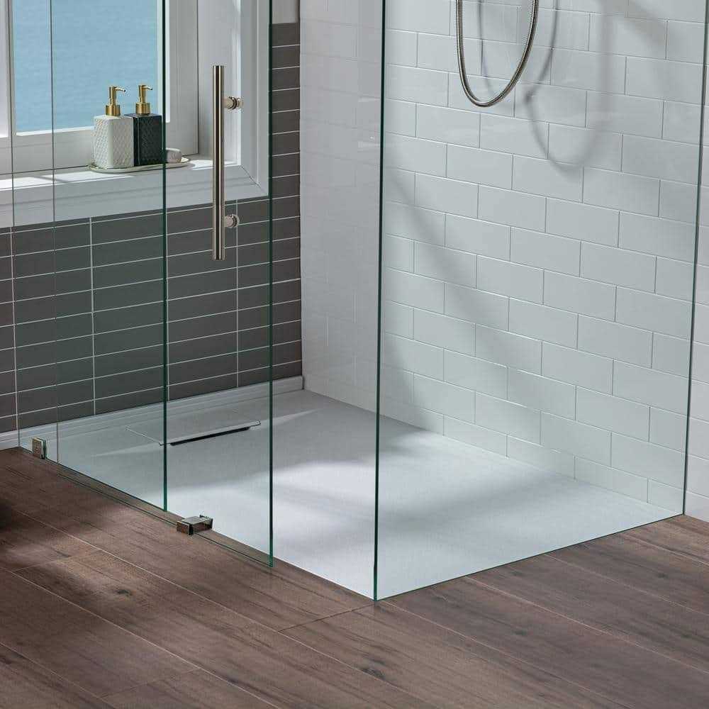 Woodbridge Alcove Zero Threshold Shower Pan Base with Left/Right Drain in White,Low Profile,Wheel Chair Access - Shop Hardware Tools Online Store