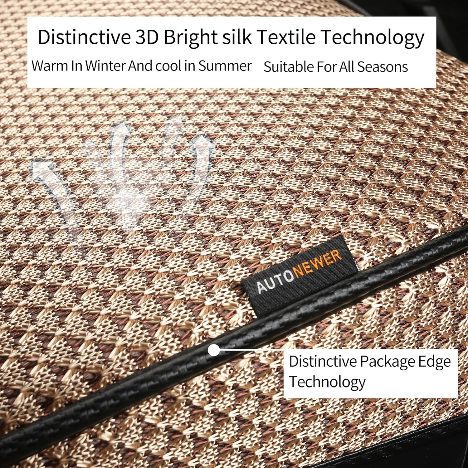 Auto Newer Luxury Breathable Car Seat Cover Fit Four Seasons, Universal Front of Car Seat Cushions, Bottom Seat Covers of Full Wrapped Edge ,Universal Fit for 95% Cars,SUV,Pickup,Van(Beige，2PCS)