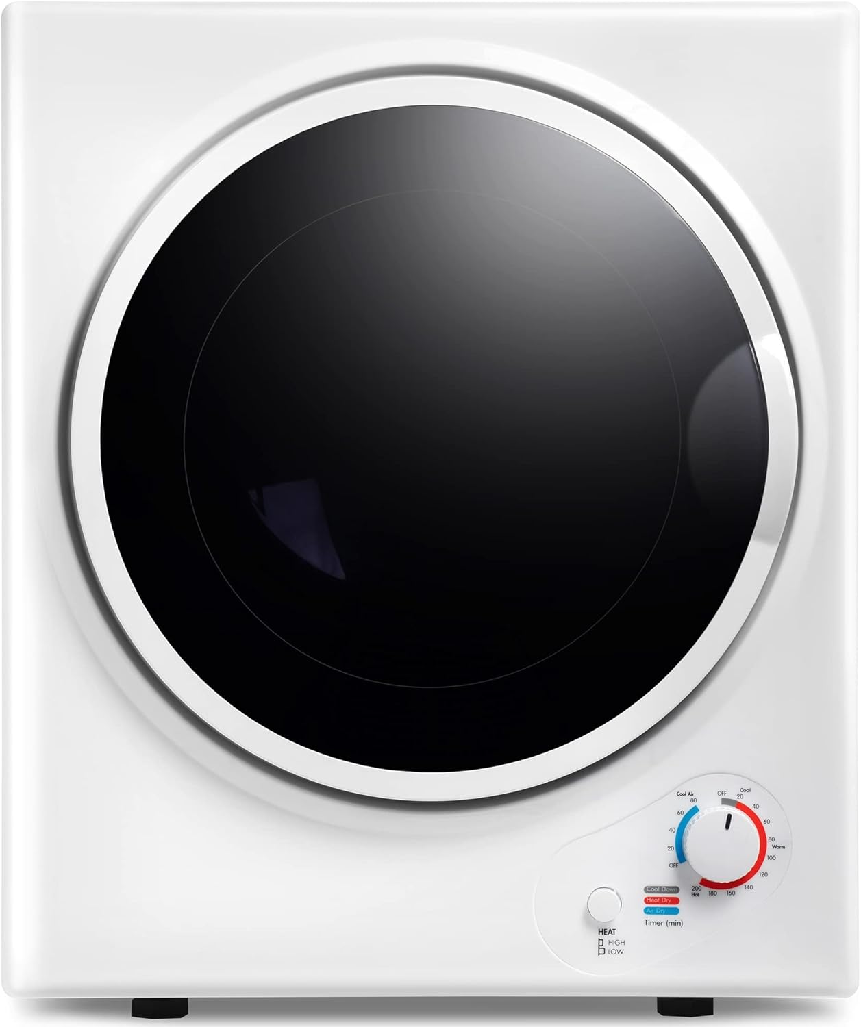 Portable Clothes Dryer, 120 V/850W Electric RV Dryer Smart Moisture Sensor, LCD Control Panel Heating Tumble Clothes Dryer Machine with Stainless Steel Drum for Apartment, Dorm and Home (Square-White)