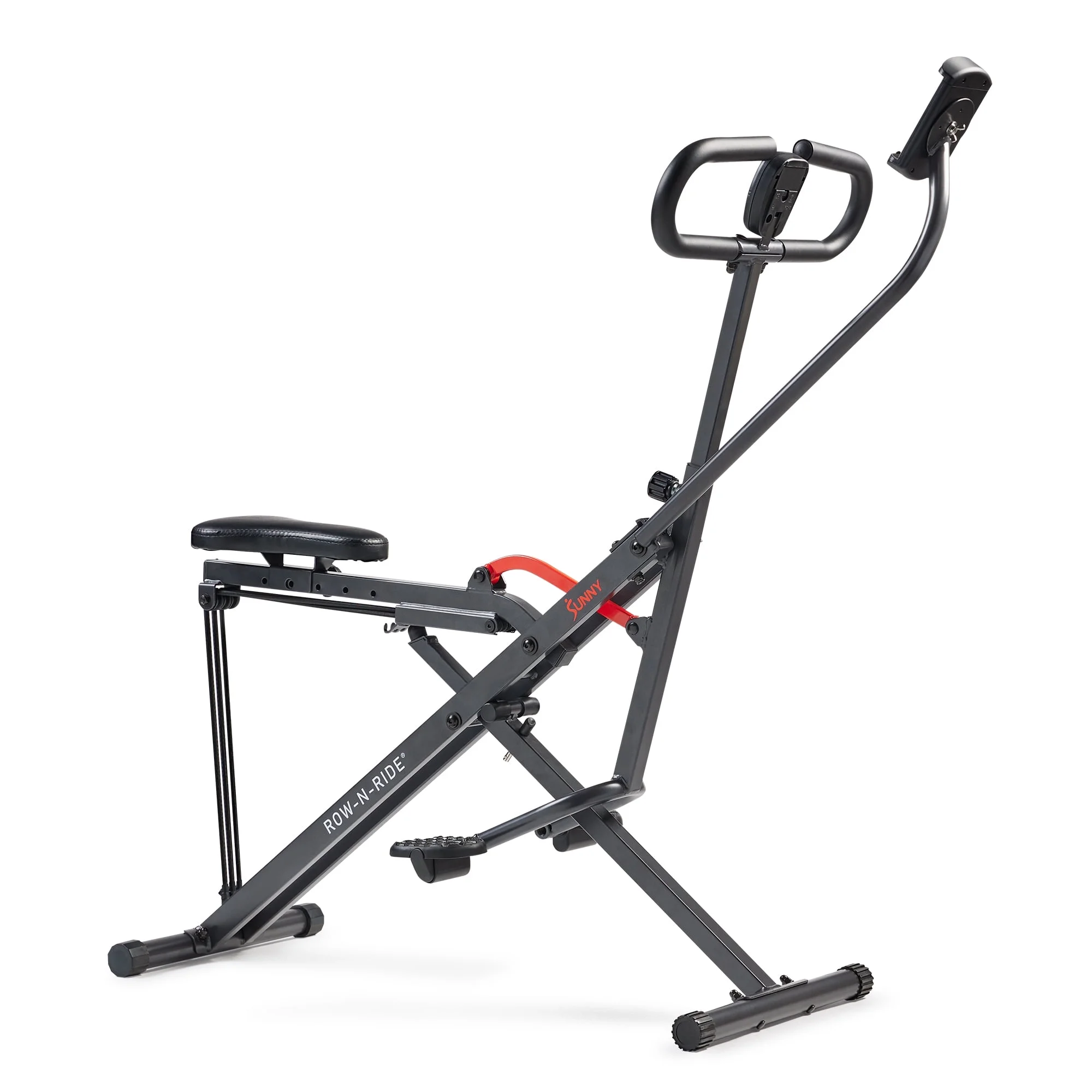 Sunny Health & Fitness Smart Upright Row-N-Ride™ Exerciser, Squat Assist Trainer for Glutes Workout with Adjustable Resistance, Easy Setup & Foldable, Glute & Leg Exercise Machine- NO. 077SMART