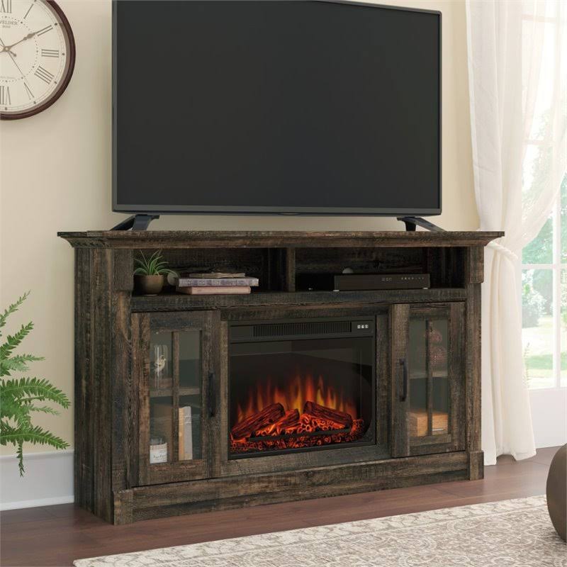 Sauder TV Stand Electric Fireplace in Carbon Oak - 426164