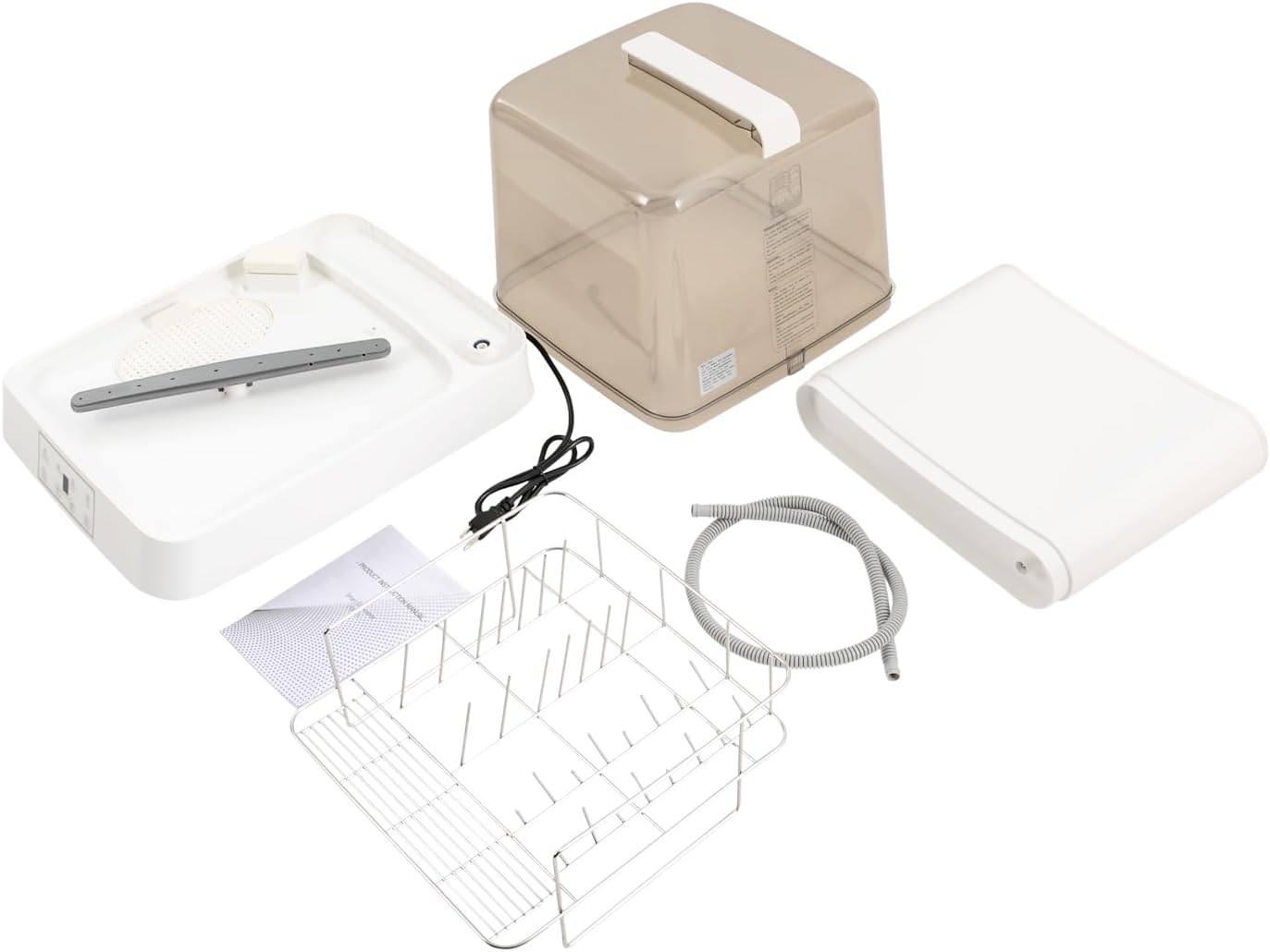 Headry Modern Visible Countertop Dishwasher with Built-in 1.59gal Water Tank, Portable Mini Counter Dishwasher, 3 Cleaning Mode, 360°Rotating Spray, Air-Dry Function Large Capacity (Brown&White)
