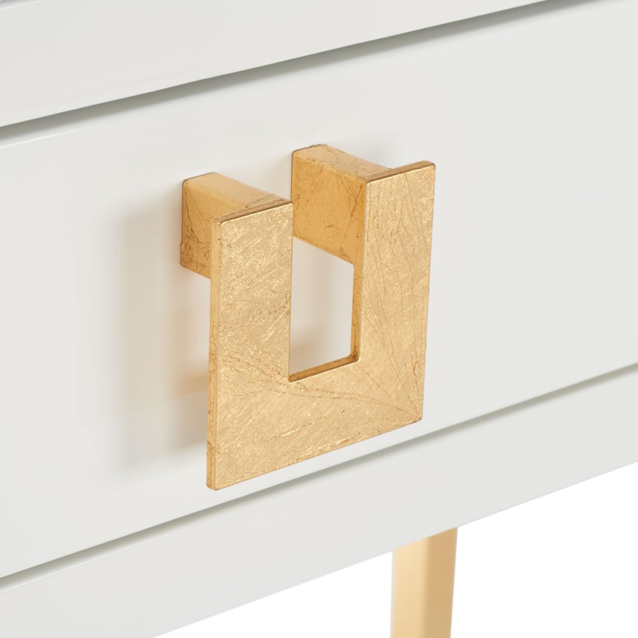 Safavieh Couture Home Office Neria Glam White Lacquer and Gold Leaf 3-drawer Writing Desk