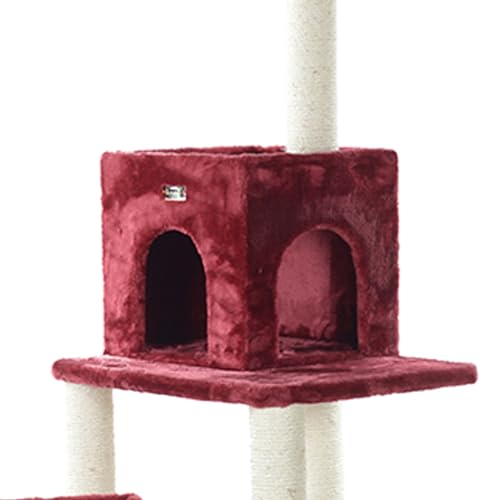 Armarkat Real Wood Cat Tower, Ultra thick Faux Fur Covered Cat Condo House A6902B, Burgundy