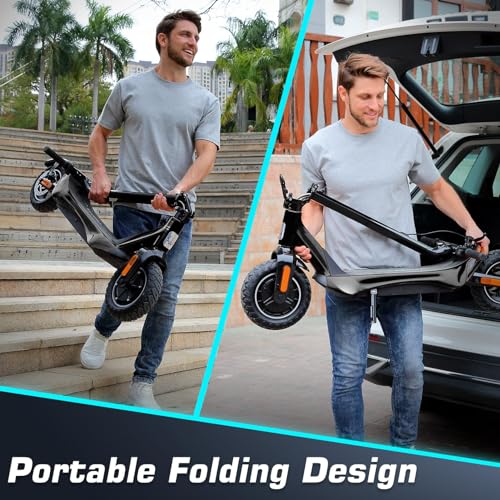Caroma Electric Scooter Adults, 850W Motor, Max 36 Mph & 30-37 Miles Long Range, 10 Inch Run-Flat Tires, Folding E-Scooter with Dual Motor and Dual Brakes, Smart Control