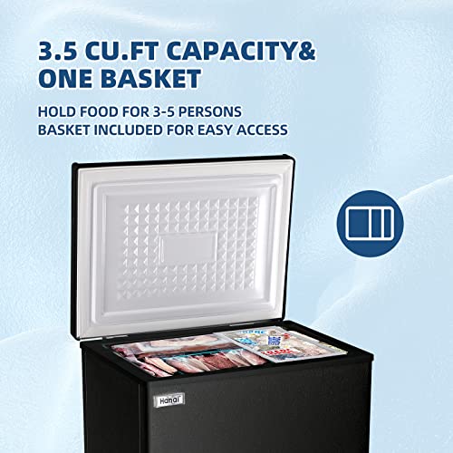Chest Freezer 3.5 cu.ft Small Deep Freezer Mini Outdoor Chest Freezers with 7 Temperature Settings Ideal for Apartment Office RV and Kitchen