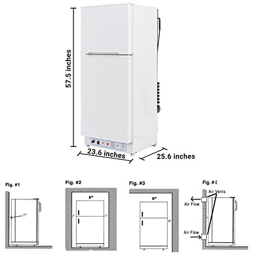 Techomey Propane Refrigerator with Freezer, 6.1 Cu.Ft. Gas Fridge Off Grid, Gas Refrigerator, 110v/Propane Dual Powers, Energy-saving & Quiet, for Outdoor, RV, Truck, Camper, Kitchen, White