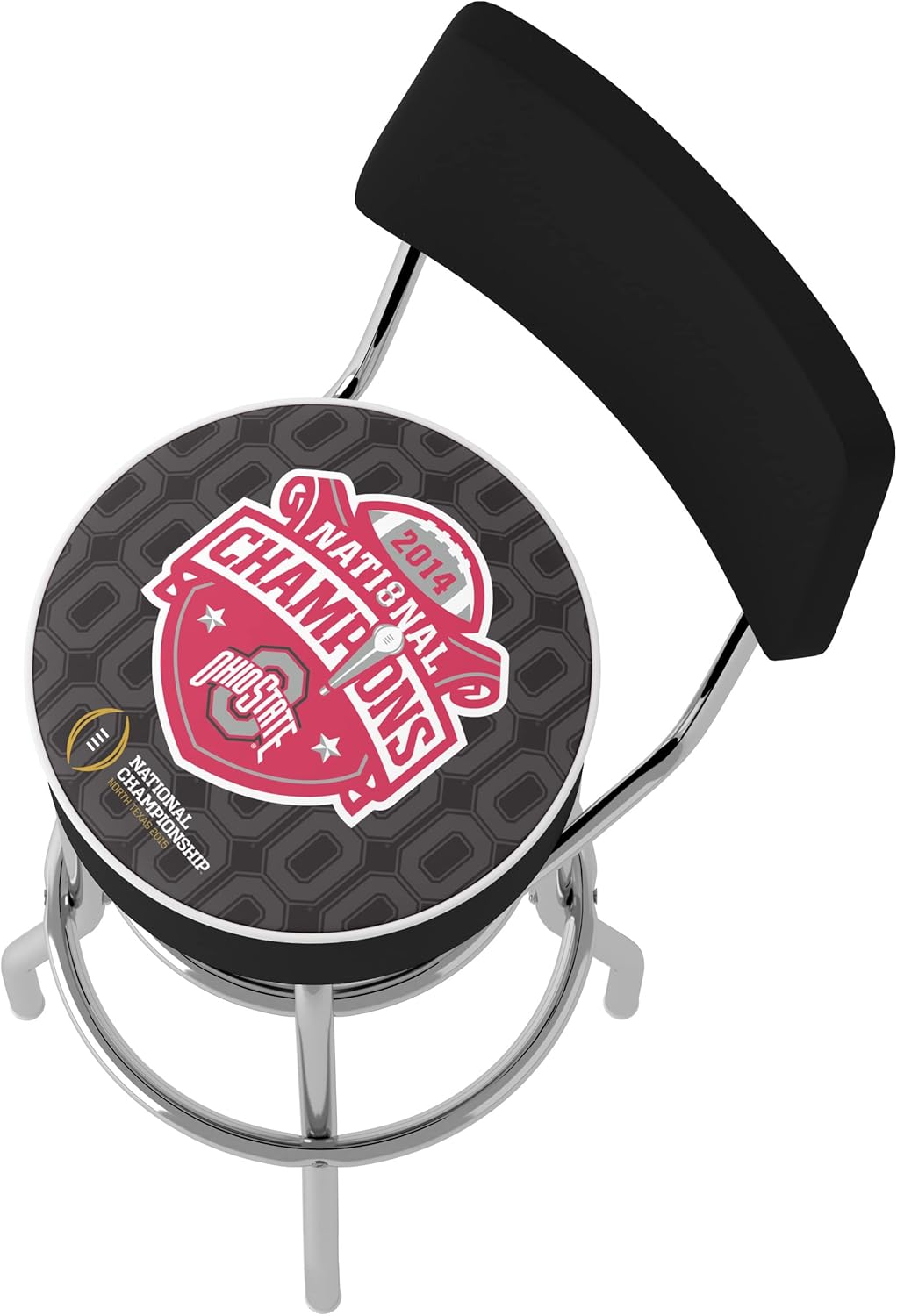 Bar Stool - Ohio State University National Champions Black Stool with Foam Padded Seat and Back - Swivel Chair for Game Room, Garage, or Home Bar by Trademark Gameroom