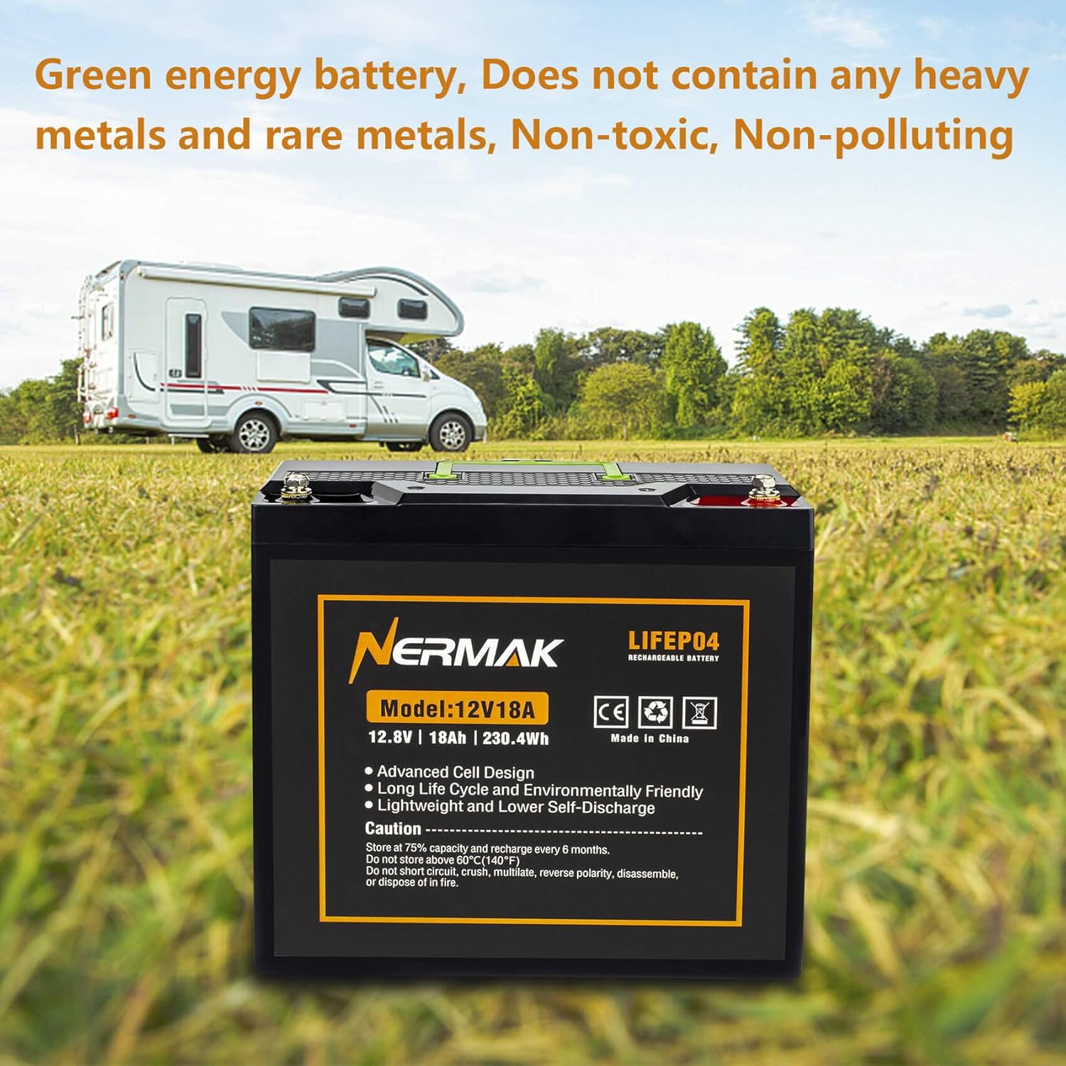 Nermak 2 Pack 12V 12Ah LiFePO4 Deep Cycle Battery, 2000+ Cycles Lithium Iron Phosphate Rechargeable Battery for Solar Power, Lighting, Power Wheels, Fish Finder, Scooters and More, Built-in 12A BMS