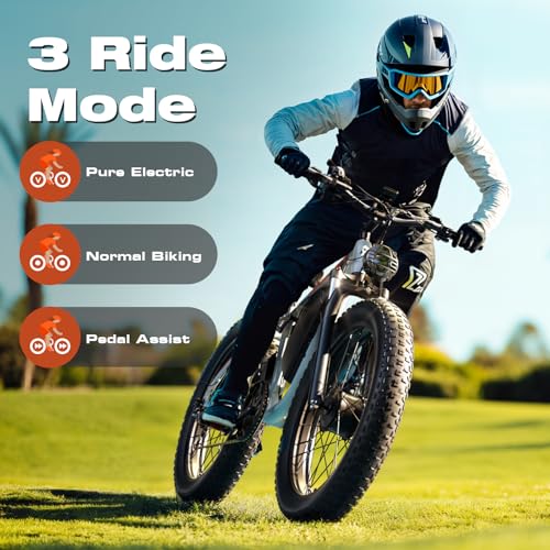 3000W Dual Motors Electric Bike for Adults, 52V 25Ah 26" Fat Tire Fast 36 mph up to 100 Miles Full Suspension Hydraulic Brake Class 3 AWD Off Road Mountain Hunting Ebike