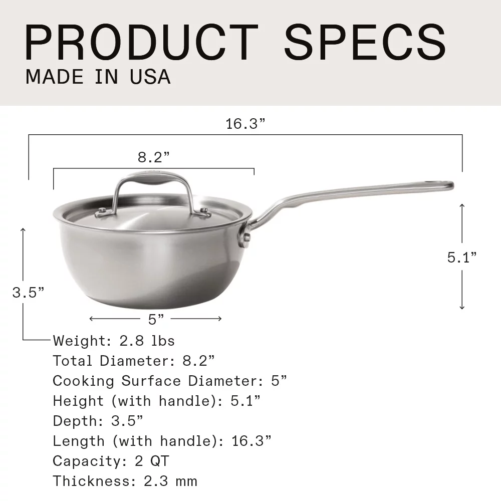 Made In Cookware - 2 Quart Stainless Steel Saucier Pan