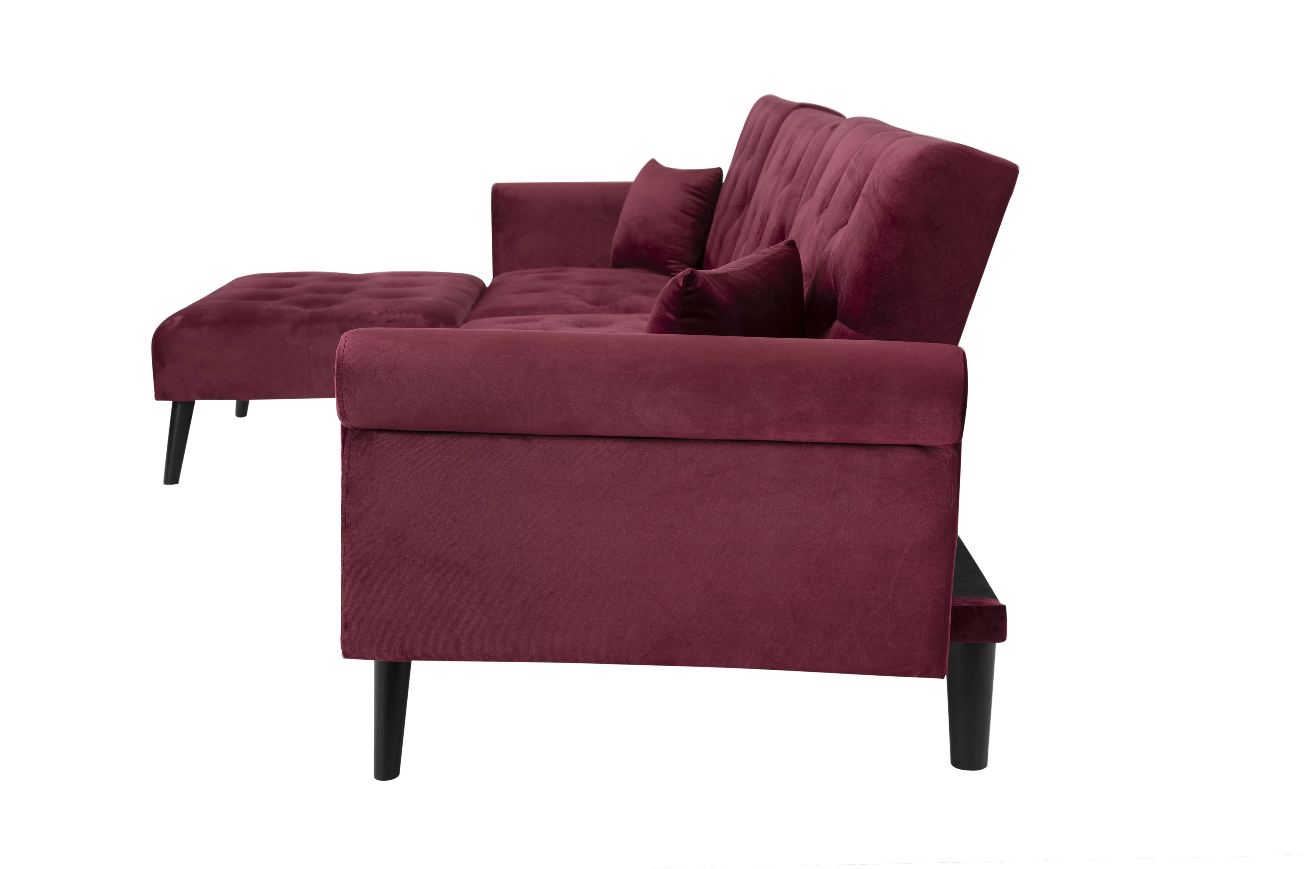 Convertible Sectional Sofa Bed - L-Shaped Reversible Reclining Velvet Sofa with 3 Seats and Pillows for Living Room Small Apartment Spaces Furniture Set
