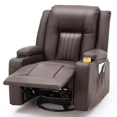 YODOLLA 3 Pieces Leather Recliner Sofa Set for Living Room Furniture Set，Overstuffed Reclining Sofa with Massage&Heat Function, Manual Control Couch Set，Theater Lounge Seat with Side Pockets, Black