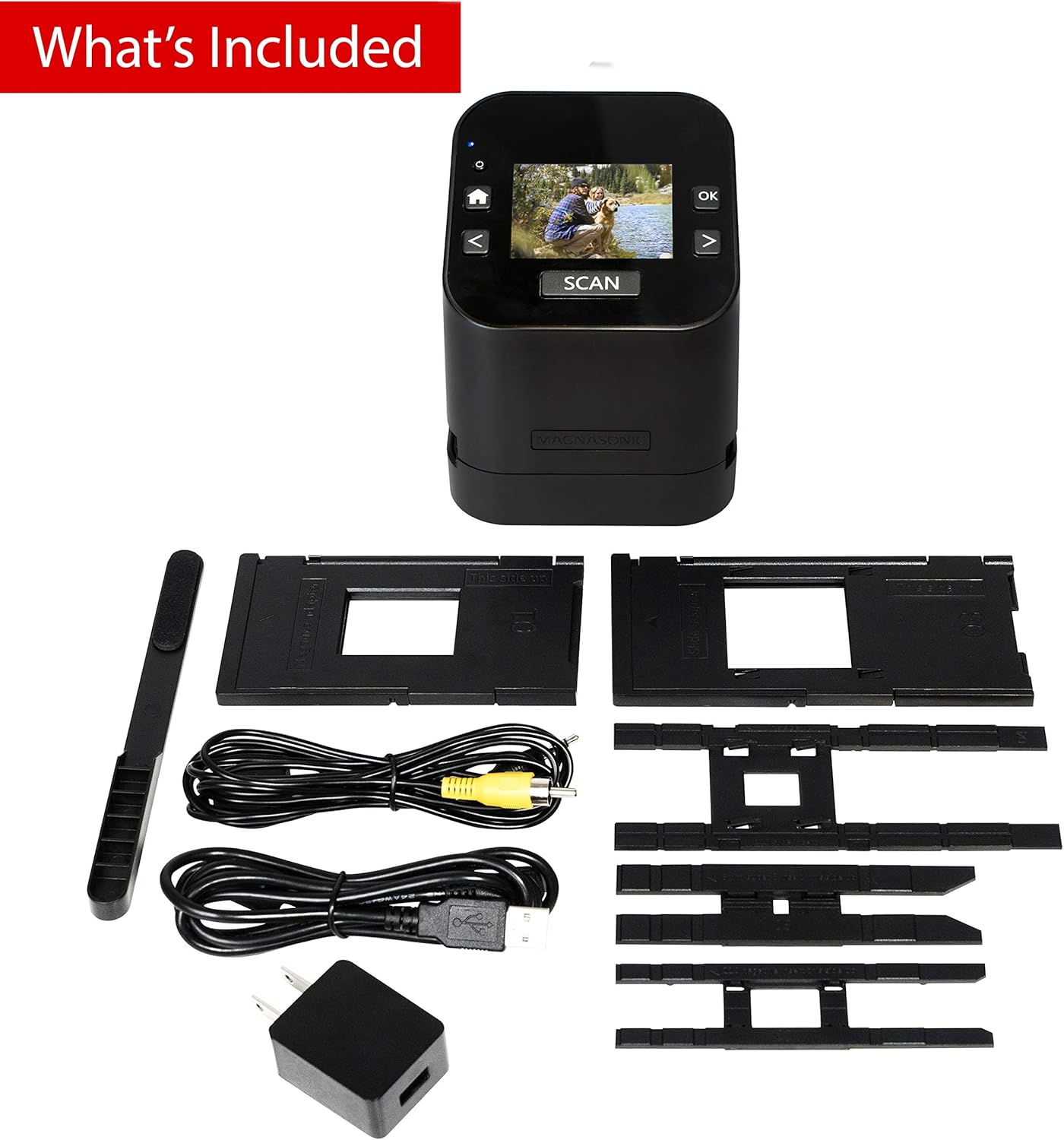 Magnasonic All-In-One Film & Slide Scanner, High Resolution 22MP, Converts 35mm/110/126/ Super 8/8mm Film & 135/110/126 Slides into Digital JPEG, 2.4 LCD Screen, Built-in Memory, Fast Scanning (FS52)
