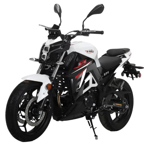 X-PRO Python 250 Electronic Fuel Injection Street Motorcycle with Manual Transmission, Electric Start! 17" Wheels! Assembled In Crate! (Black)