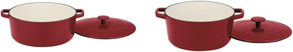 Cuisinart Chef's Classic Enameled Cast Iron Casserole Set (7-Quart, 5-Quart), Cardinal Red