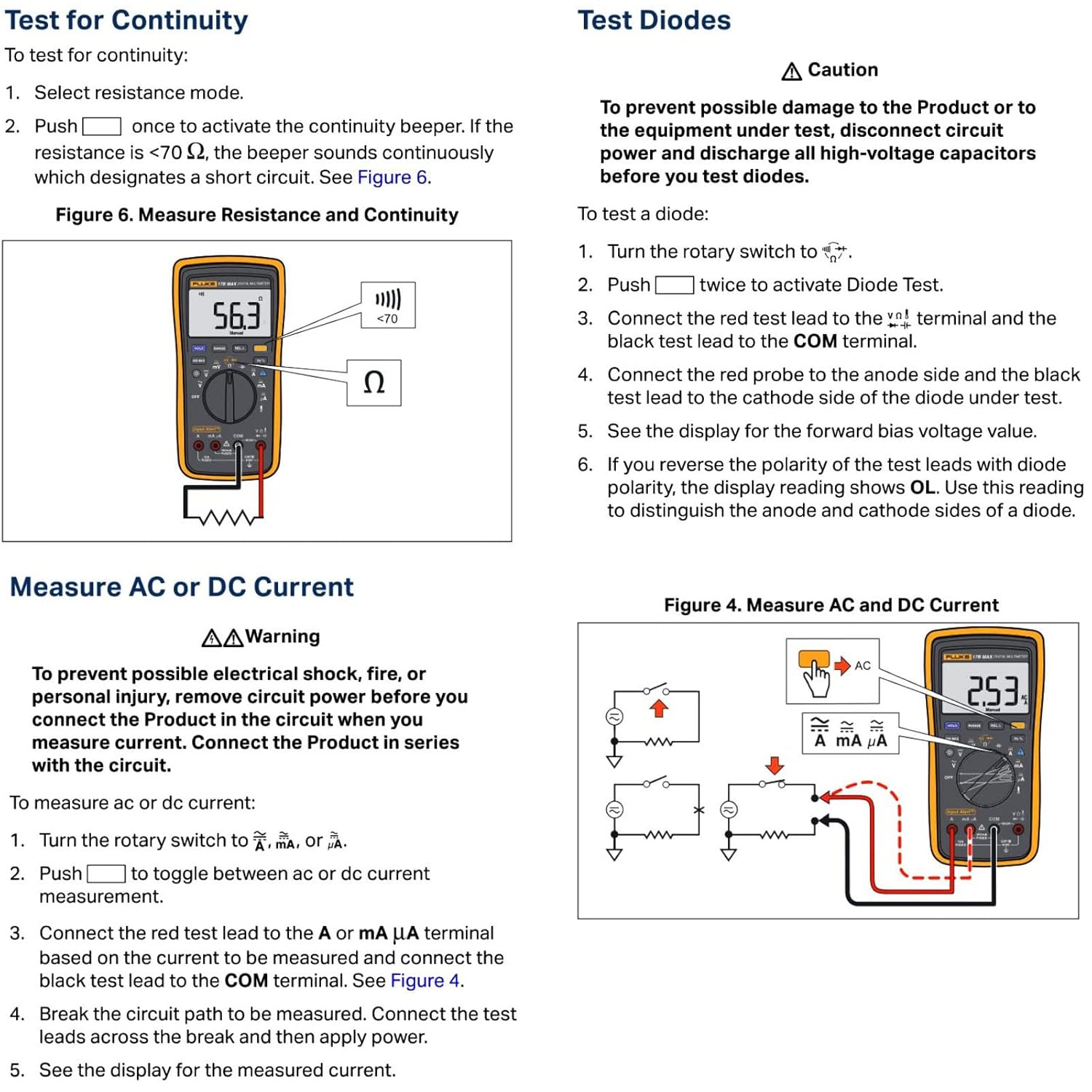 Fluke 17B MAX Newest High Precision Auto/Manua 6000 Count Digital Multimeters 2000uF/Capacitance, Voltage, Frequency Temperature Probe Measures Meter with Portable Soft Bag