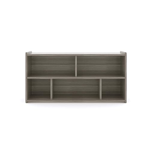 Toddler 5-Compartment Storage Cubby Shelf - Wooden Book and Toy Organizer for Kids Classroom, Nursery, Daycare, Playroom, 46" W x 23.5" H (Maple, Assembled)
