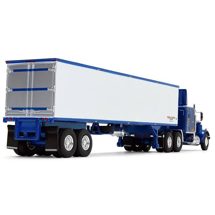 First Gear 60-0439 1 by 64 Scale Diecast 63 ft. Sleeper Cab with 40 ft. Vintage Trailer for Peterbilt 351 Model - Blue u0026 Whi