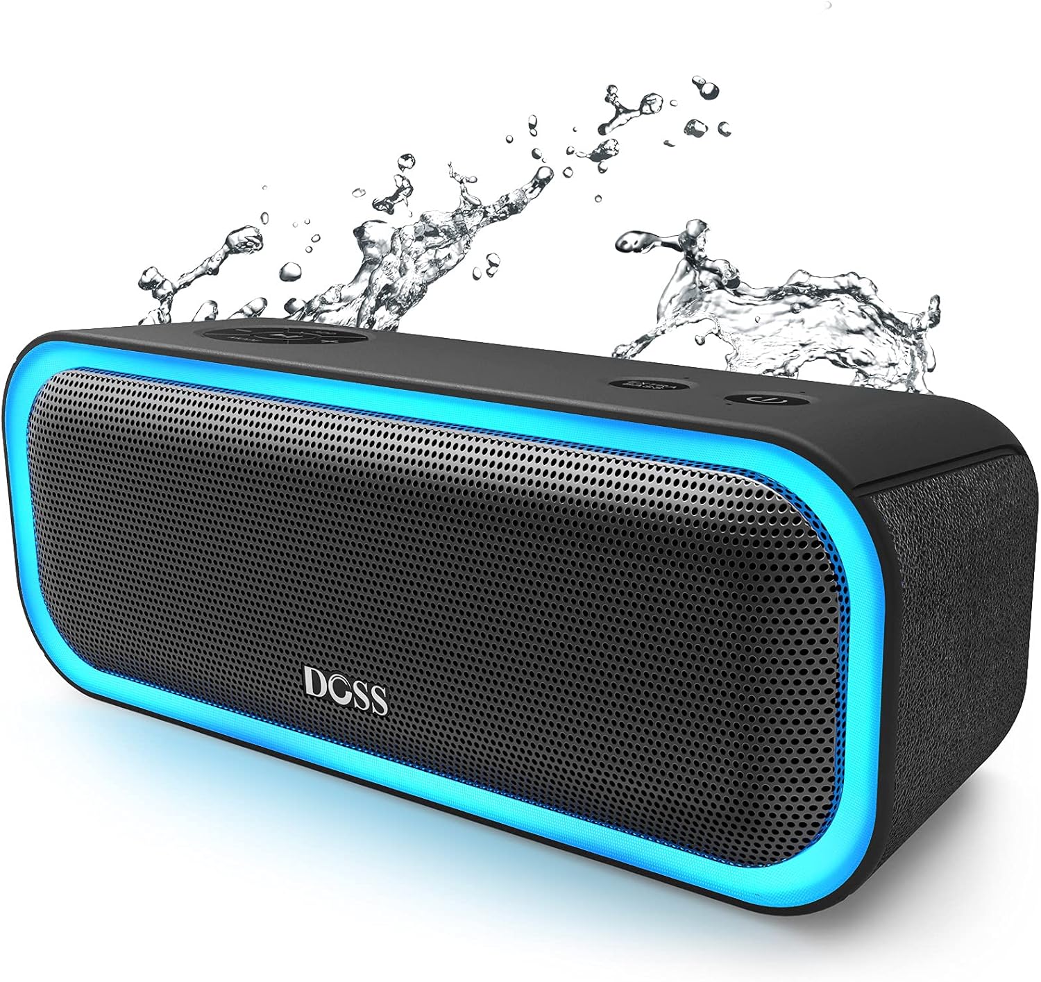 Bluetooth Speaker, DOSS SoundBox Pro Portable Wireless Bluetooth Speaker with 20W Stereo Sound, Active Extra Bass, IPX5 Waterproof, Wireless Stereo Pairing, Multi-Colors Lights, 20Hrs Playtime -Blue