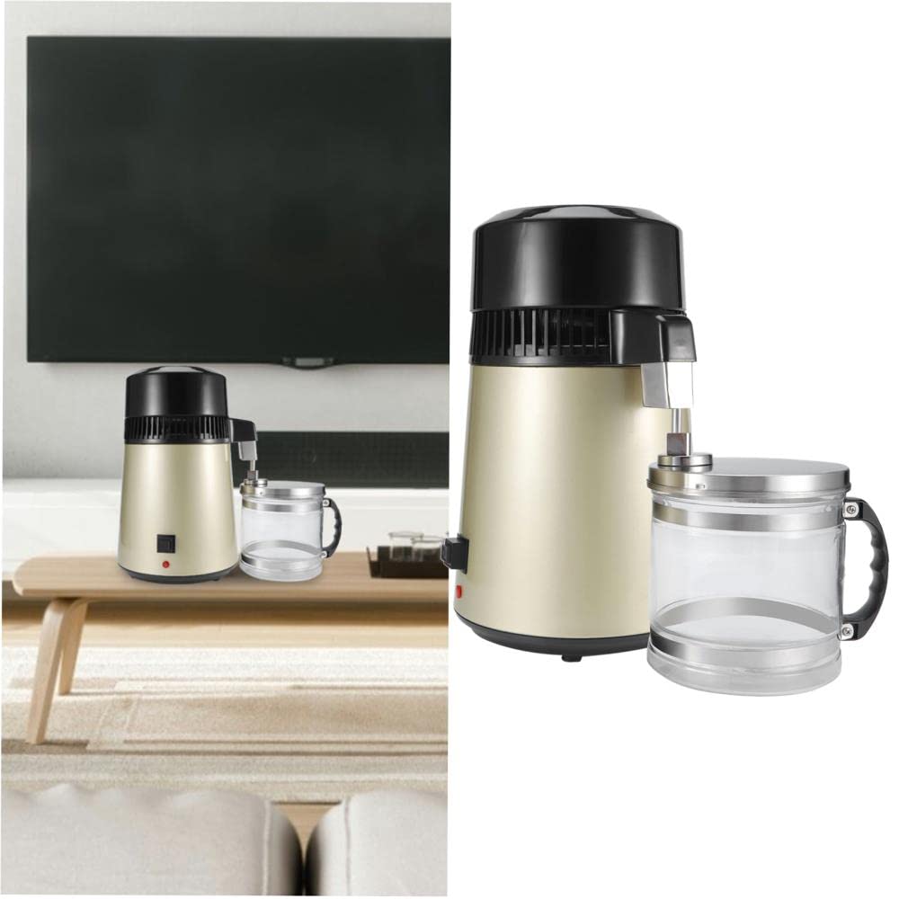 Stainless Steel Water Distiller - Electric Countertop Water Purification System with 4L Capacity for Home Drinking Water Purifier and Residential Treatment Equipment Gold Plated