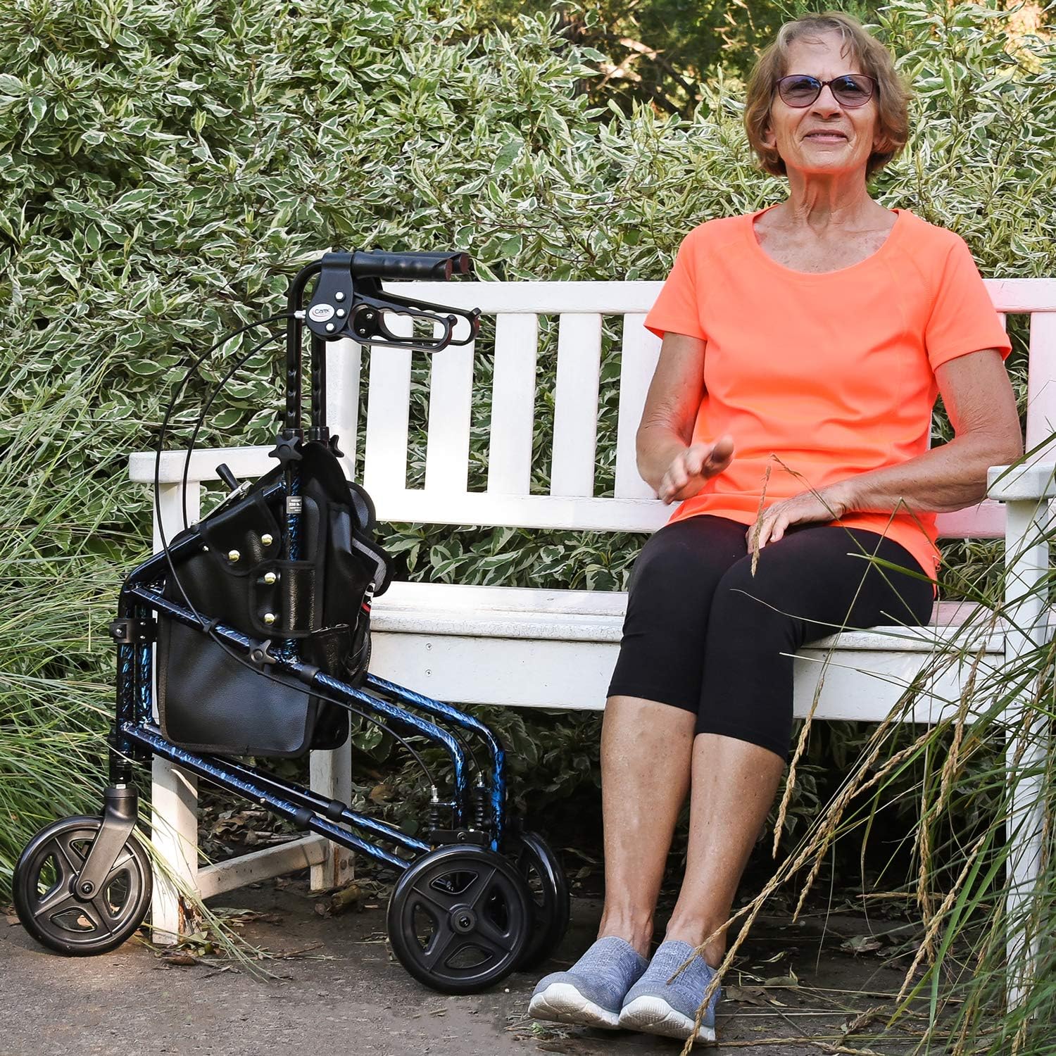 Carex 3 Wheel Walker for Seniors, Foldable, Rollator Walker with Three Wheels, Trio Walker with Height Adjustable Handles