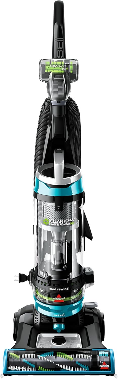 BISSELL 2254 CleanView Swivel Rewind Pet Upright Bagless Vacuum, Automatic Cord Rewind, Swivel Steering, Powerful Pet Hair Pickup, Specialized Pet Tools, Large Capacity Dirt Tank