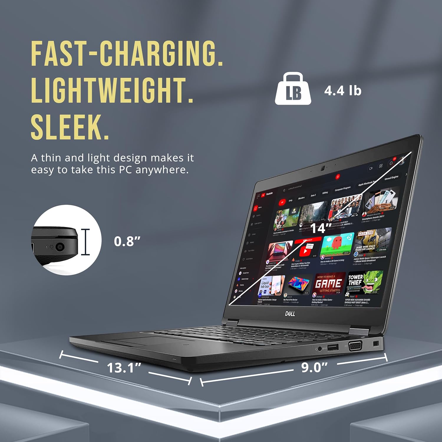 DELL Latitude 5490 14" FHD Business Laptop, Intel i5-8350U Quad Processor, 16GB RAM, 512GB PCIe SSD, ‎Intel UHD Graphics, Backlit Keyboard, HD Webcam, Windows 11 Pro, Black