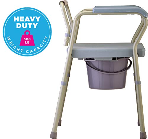 NOVA Medical Products 500 lb. Weight Capacity Heavy Duty Bedside Commode Chair with Drop-Arm (for Easy Transfer), Extra Wide Seat & Bariatric Commode Chair, Grey