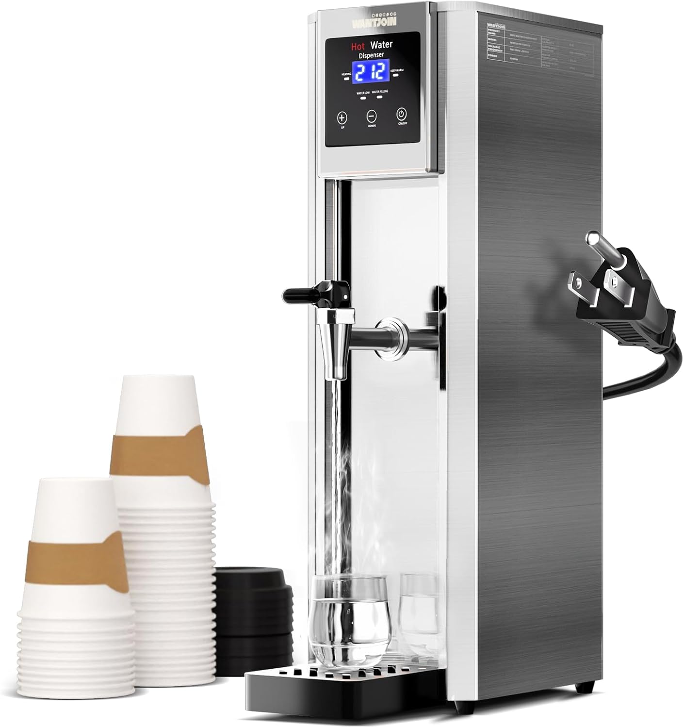 WantJoin Hot Water Dispenser Commercial Water Boiler 20L(5.2GAL)/Hour Step-Heating Electric Countertop Water Dispenser Automatic Temperature Control 32°F-212°F, for Boba Tea Coffee Shop Office 1800W