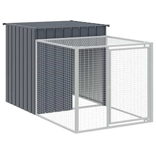 'vidaXL Galvanized Steel Chicken Cage with Extended Run - Anthracite - Durable Run and Shed for Chickens, Hens, Small Animals - Comes with Protective Roof