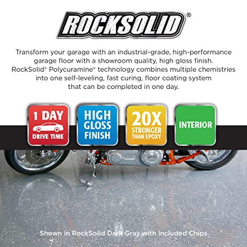 Rust-Oleum 293513 RockSolid Polycuramine Garage Floor Coating, 2.5 Car Kit, High Gloss Gray