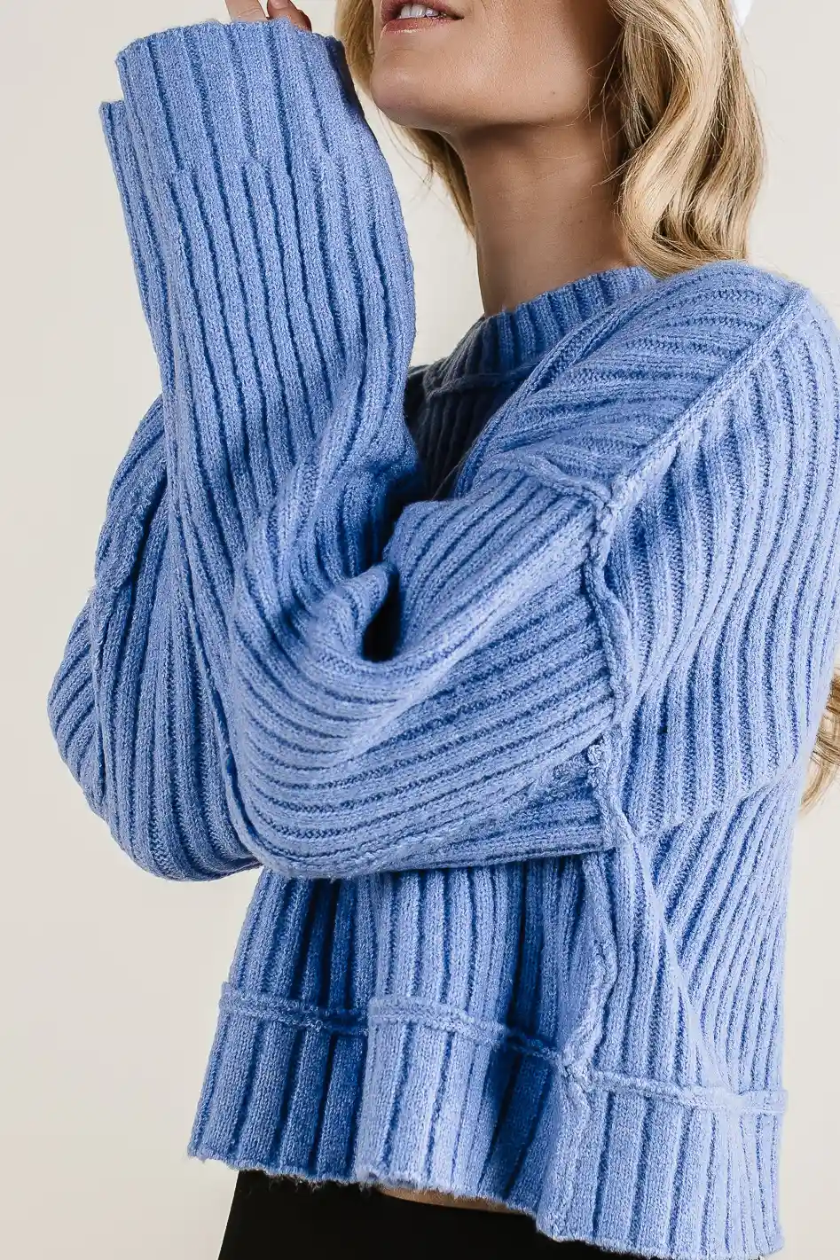Daniela Ribbed Sweater in Blue - FINAL SALE