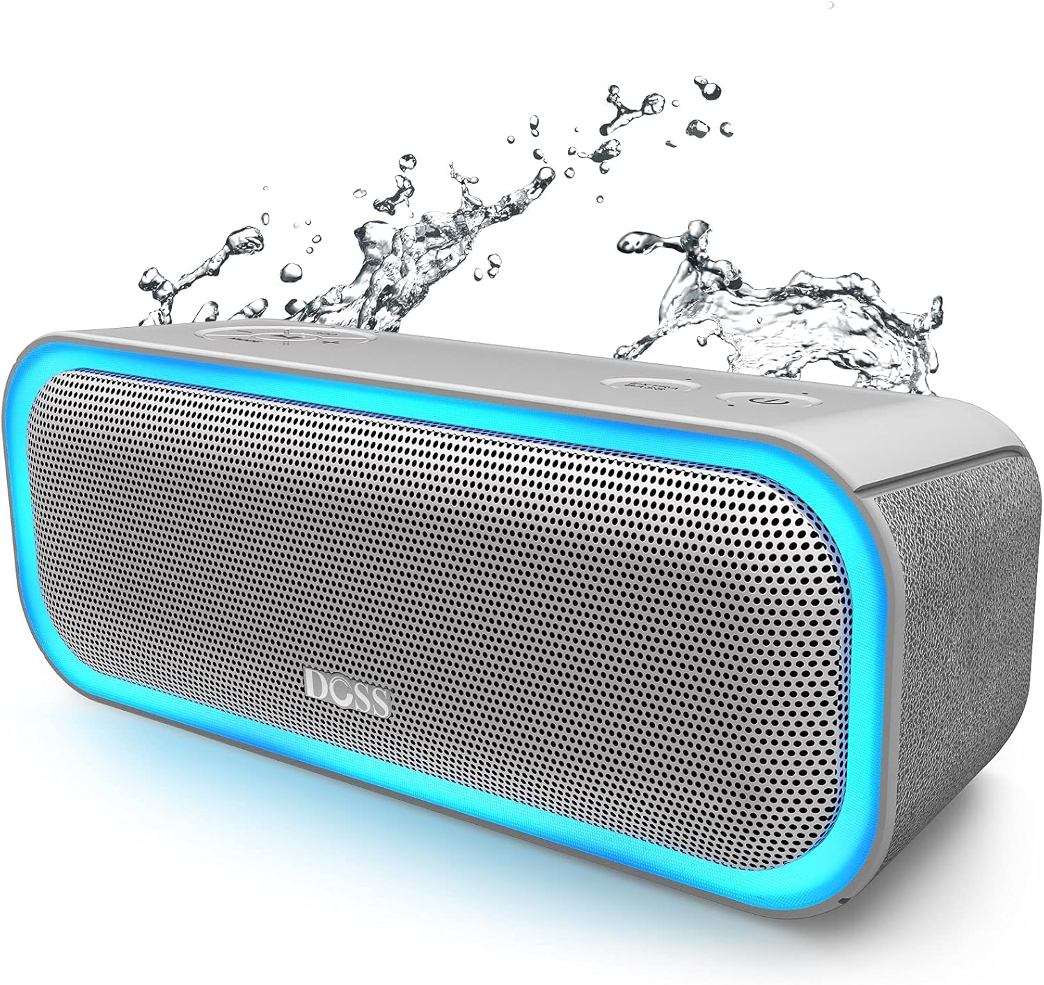 Bluetooth Speaker, DOSS SoundBox Pro Portable Wireless Bluetooth Speaker with 20W Stereo Sound, Active Extra Bass, IPX5 Waterproof, Wireless Stereo Pairing, Multi-Colors Lights, 20Hrs Playtime -Blue