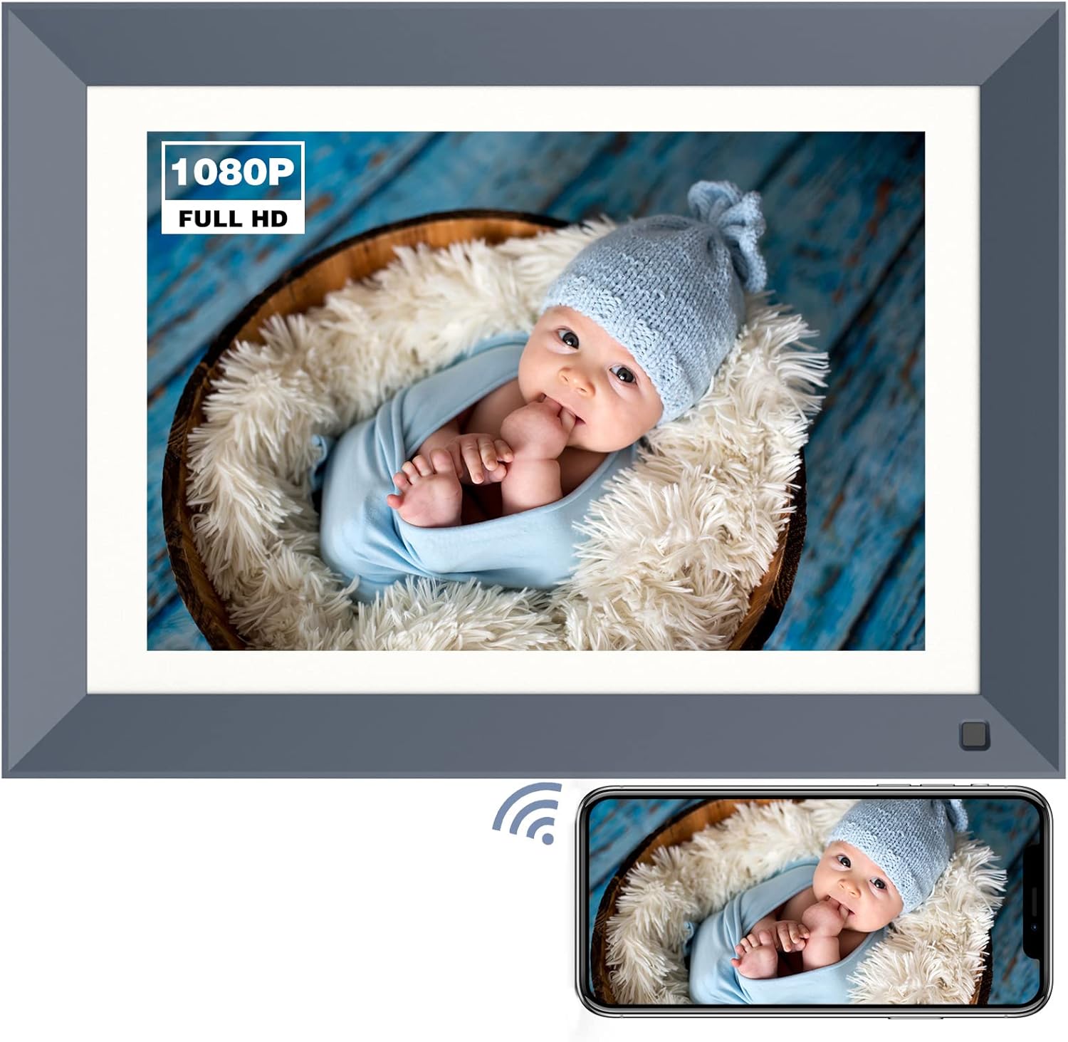 BSIMB Digital Picture Frame IPS Display, Wall-Mountable Electric Photo Frame with Remote Control, Place in Landscape&Portrait, Gift for Mother's Day