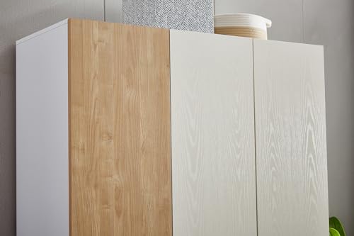 4-Door armoire wardrobe closet, White Wood Bedroom Armoire with Hanging Rod and Quadruple Doors, Closet Organizers and Storage, 63"x20.5"x74".