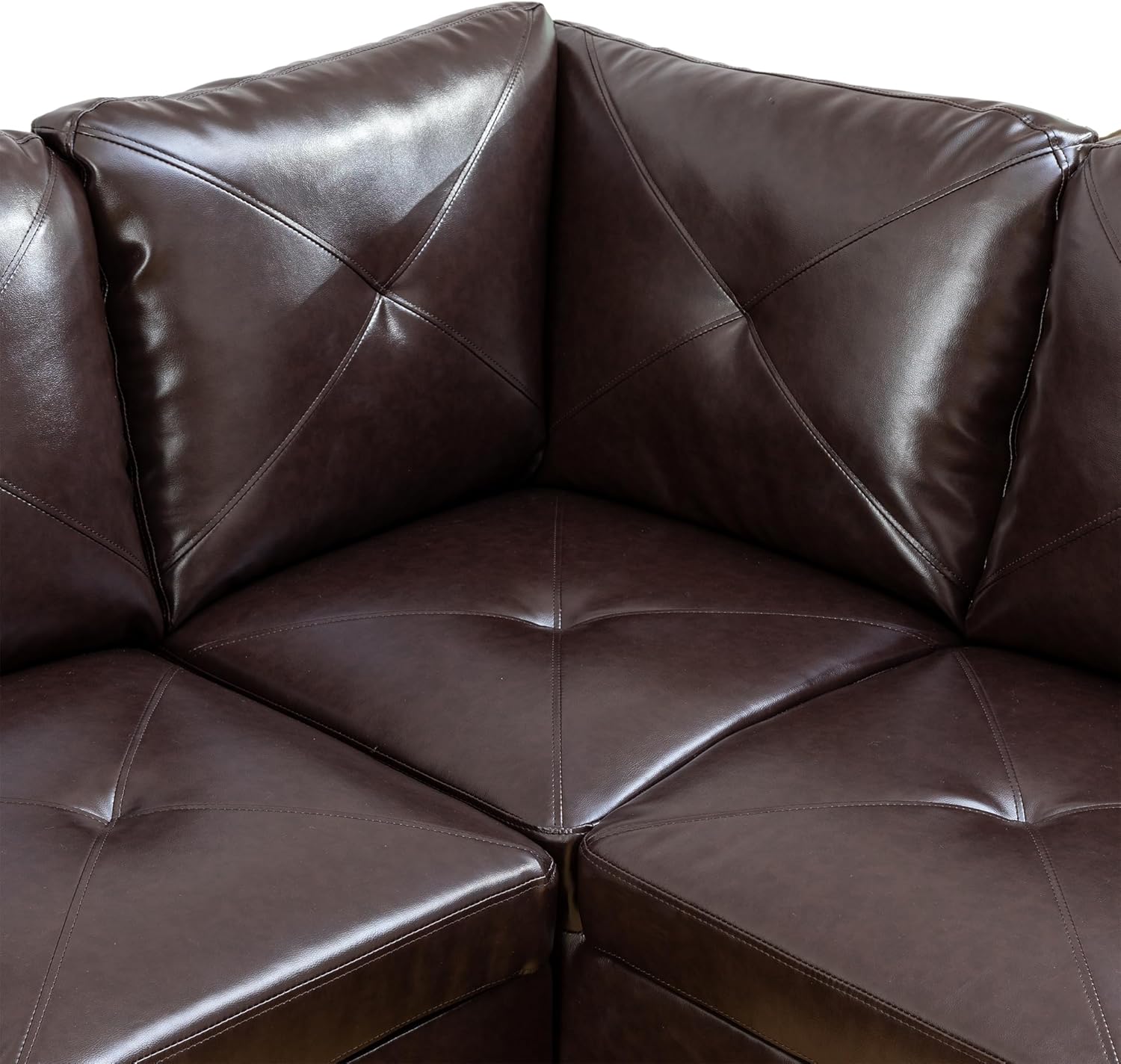Sectional Sofa for Living Room Furniture Set with Chaise, Wear-Resistant Faux Leather, L-Shaped Couch for Modern Homes, Right, Brown