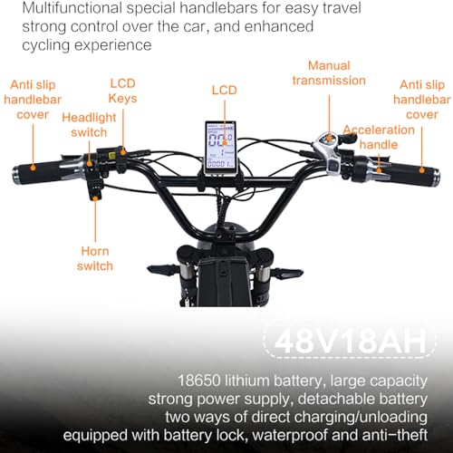 1500W Electric Bike for Adults,48V 18ah Battery, 20" x 4.0 Fat Tire Brushless Motor Ebike,7 Speed Gears Three riding modes,oil brake,Up to 25-50Miles,31MPH,All-Terrain E Bike for Mountains, Snow, Sand