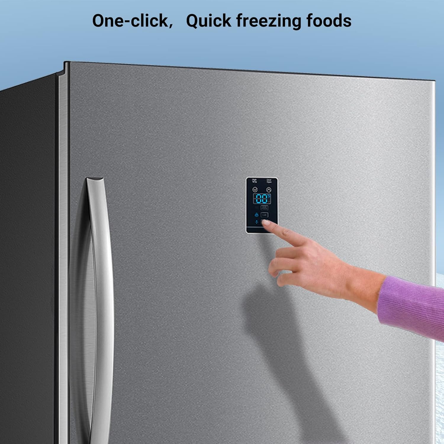 17 Cu. Ft Upright Freezer, Stand Up Freezer, Freestanding Vertical Freezer with Garage Ready, Front Open Single Door, Stainless steel