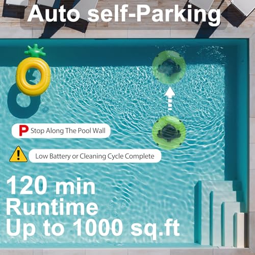 Robotic Pool Cleaner Automatic Pool Cleaners Cordless Pool Vacuum for above Ground Pools WHITE