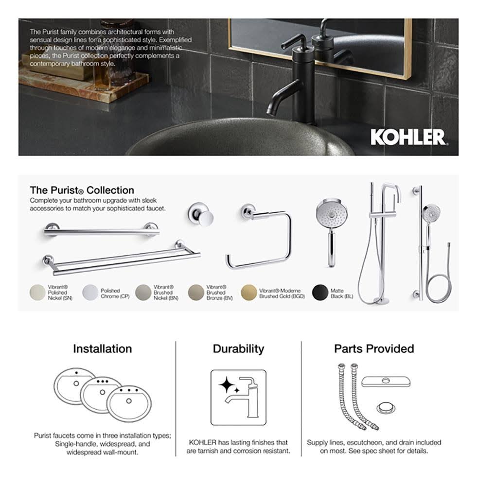 KOHLER K-14375-SN Purist 24x22 Double Towel Bar - Vibrant Polished Nickel
