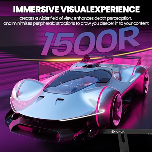 CRUA 30Inch Ultrawide Curved Monitor, 21:9 WFHD(2560x1080P) VA Computer Monitor, 120% sRGB 100HZ 1500R PC Monitors Support FreeSync, Wall-Mounted, with HDMI/DP Display Port-Black