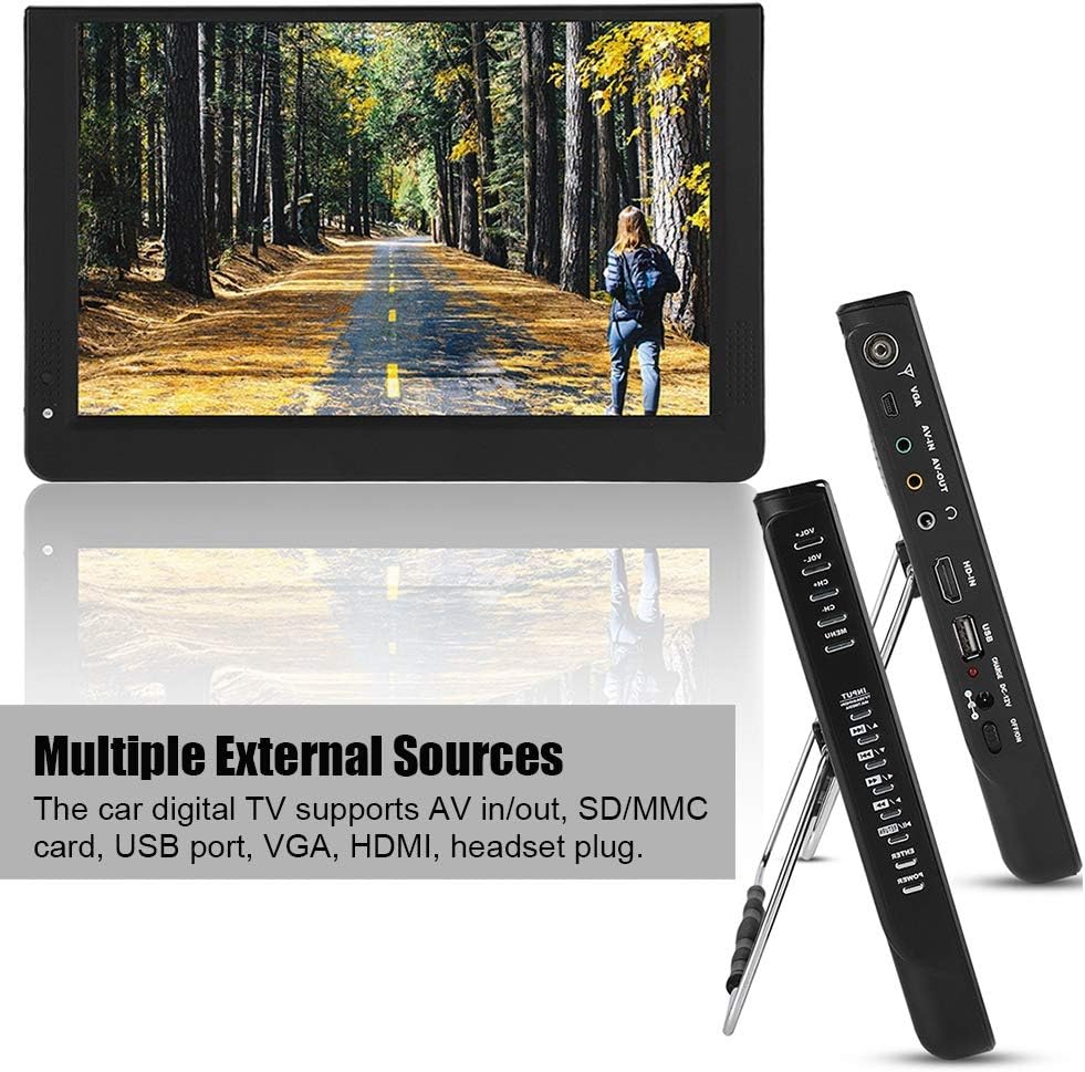Small Flatscreen TV, Portable Widescreen LCD Display, 12 Portable Widescreen LCD TV with Remote Control Color Screen 1080P ATV/UHF/VHF, 1280800 Digial TV and ATV Support AV in/Out, MMC Card