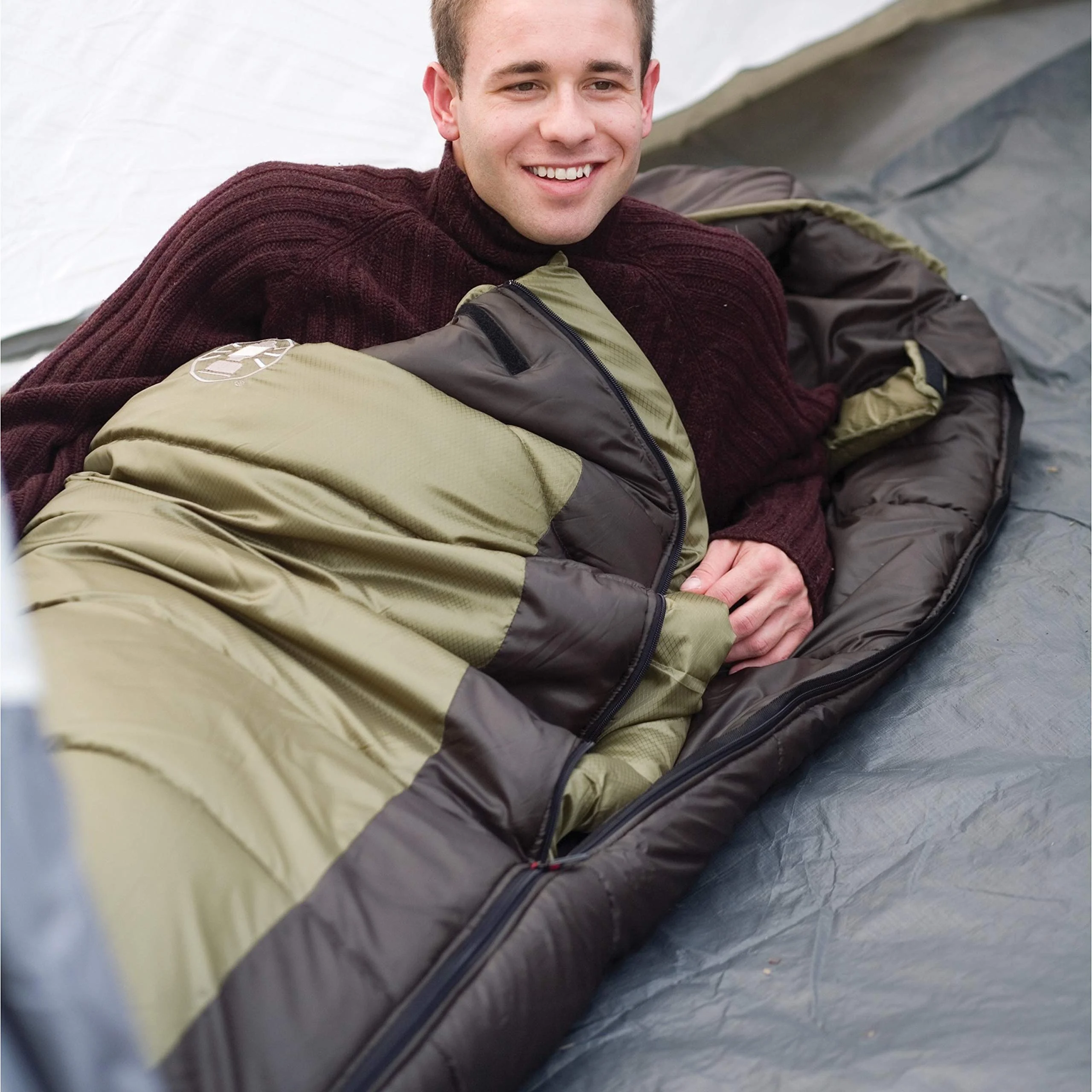 Coleman 0&amp;deg;F Mummy Sleeping Bag for Big and Tall Adults | North Rim Cold-Weather Sleeping Bag Olive