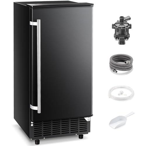 AGLUCKY Commercial Built-in Ice Maker Machine,80Lbs/Day,Under Counter Ice Maker Machine with Drain Pump & 24H Timer,Reversible Door,Self Cleaning Ice Machine for Home & Office