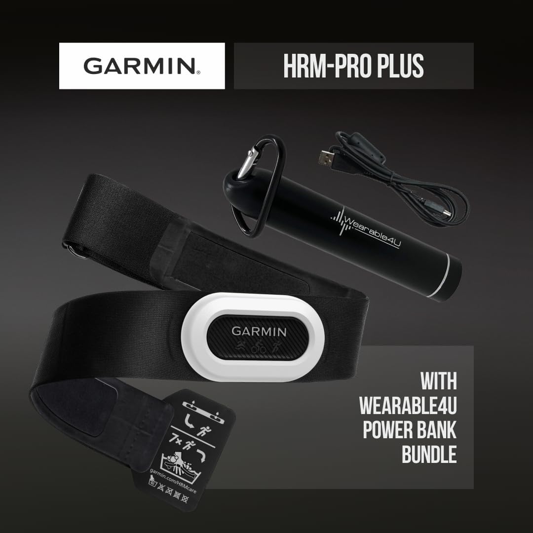 Wearable4U - Garmin HRM-Pro Plus Premium Chest Strap Heart Rate Monitor, Captures Running Dynamics with E-Bank Bundle