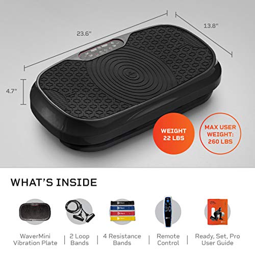 Lifepro Waver Mini Vibration Plate - Whole Body Vibration Platform Exercise Machine - Home & Travel Workout Equipment for Weight Loss, Toning & Wellness - Max User Weight 260lbs