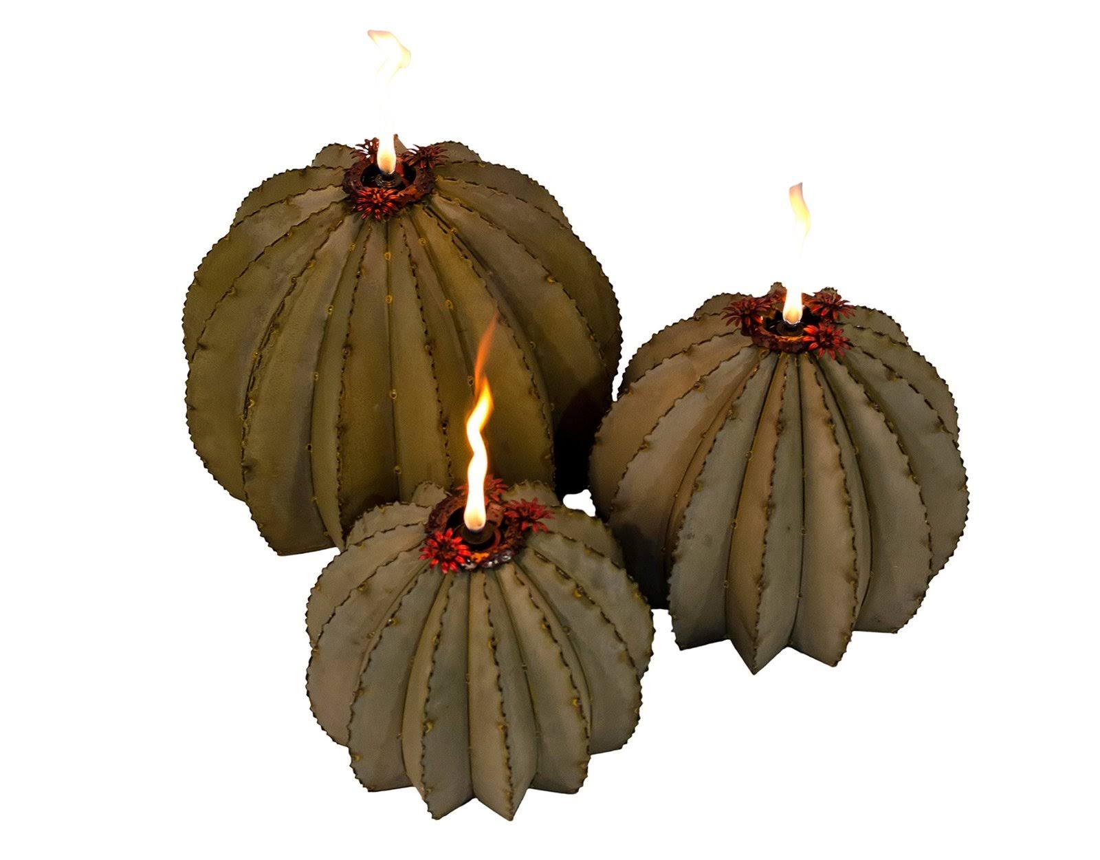 Desert Steel Golden Barrel Cactus Torch - Large
