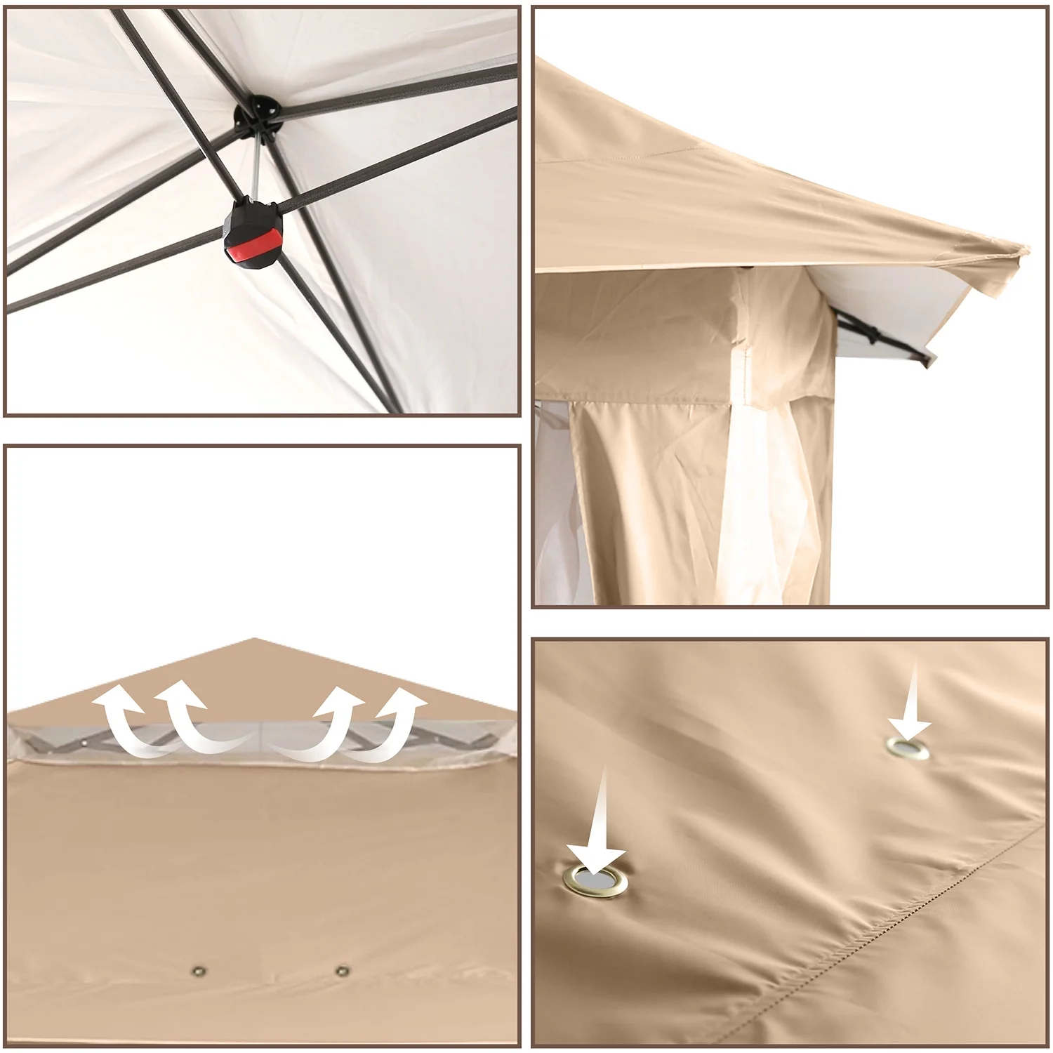ABCCANOPY 13'x13' Gazebo Tent Outdoor Pop up Gazebo Canopy Shelter with Mosquito Netting, Khaki
