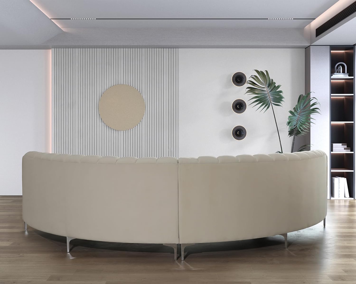 Cream Sectional Velvet Curved Combine Sofa for living Room